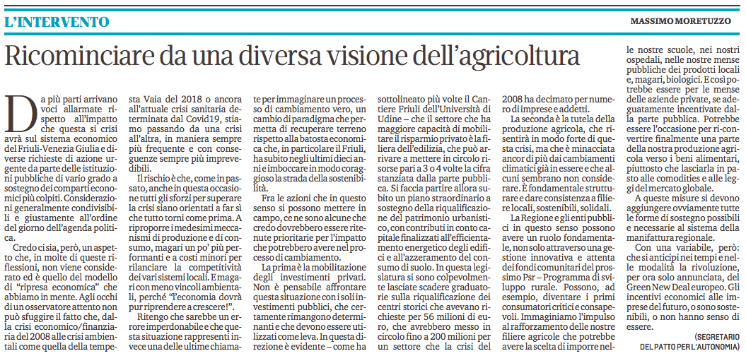 MessaggeroVeneto25032020InterventoMoretuzzo